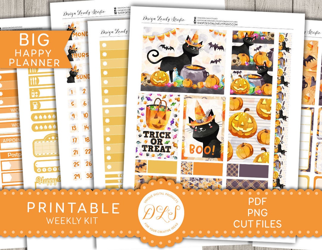 HALLOWEEN Planner Stickers Kit, Big Happy Planner Fall Weekly Kit ...