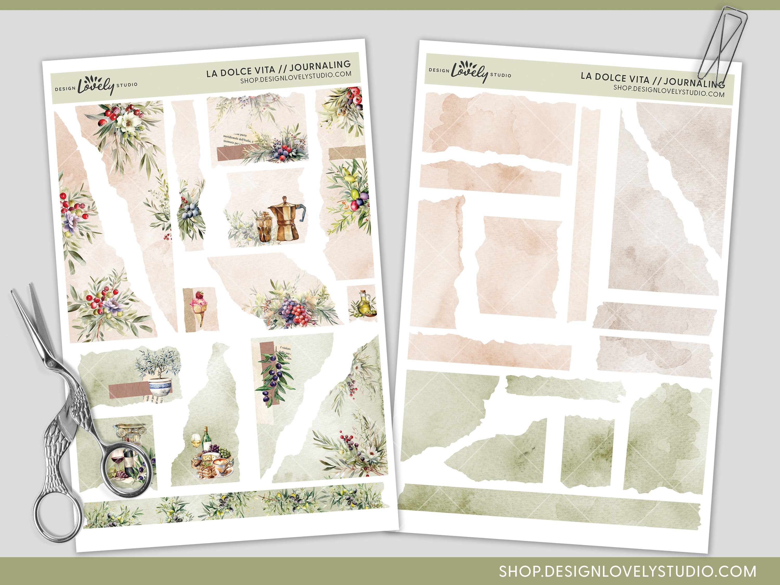Floral Stickers, Printable Torn Paper Stickers, Ripped Paper Stickers ...