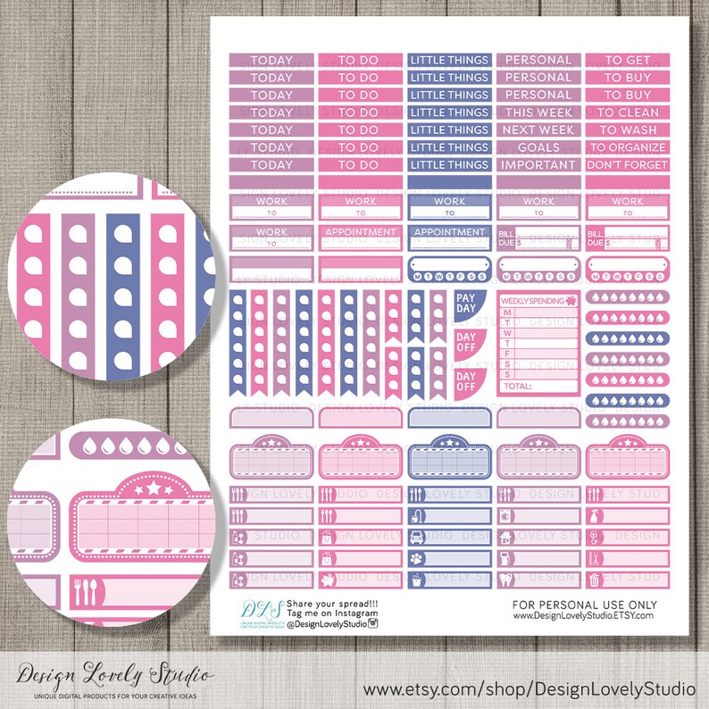 Printable Weekly Planner Kit Crystal Planner Stickers ECLP - Etsy