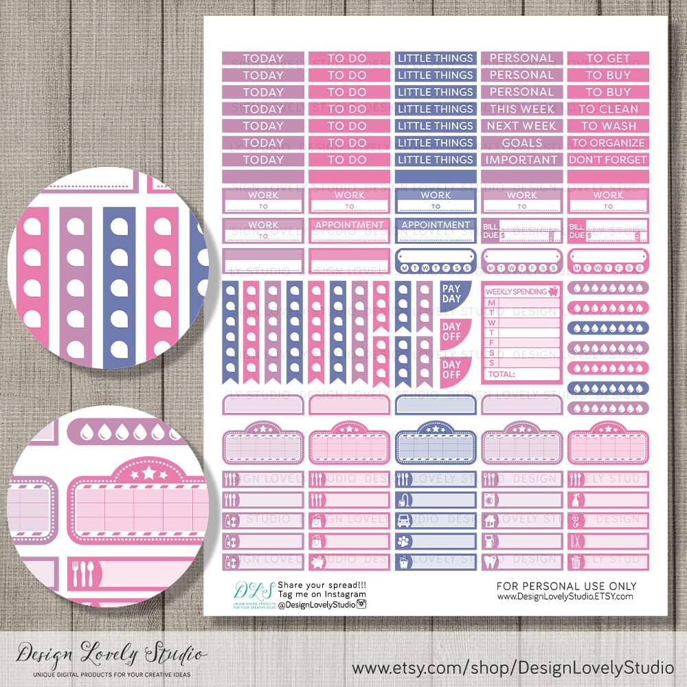 Printable Weekly Planner Kit Crystal Planner Stickers ECLP - Etsy