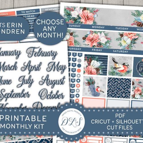 DECEMBER Planner Kit ECLP Printable Stickers Monthly Planner - Etsy