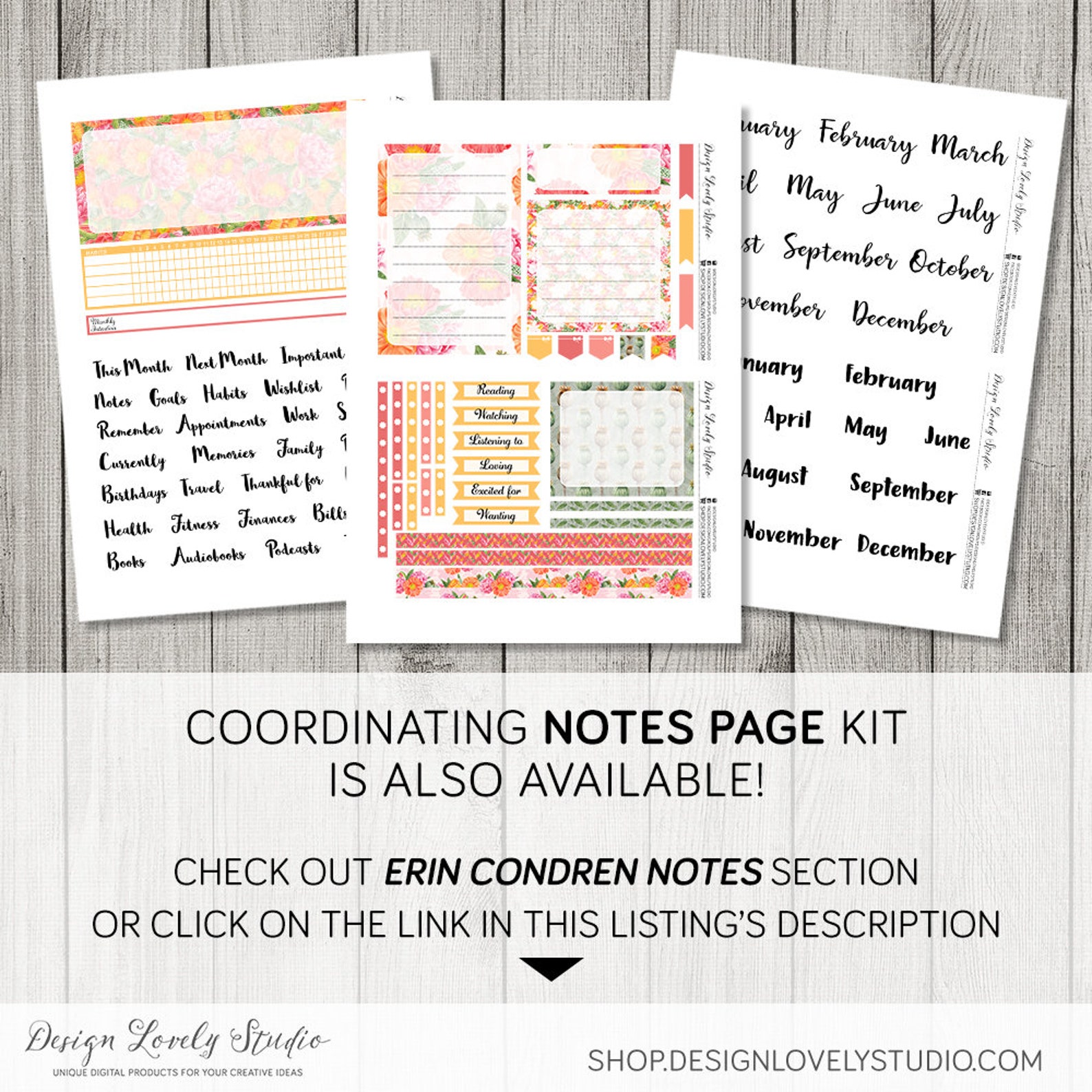 Printable Monthly Planner Stickers Floral Monthly Stickers | Etsy