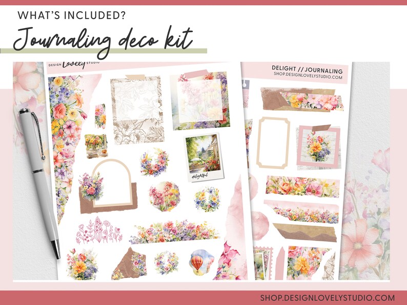 Printable Floral Planner Stickers Bundle, Spring, Summer, Watercolor ...