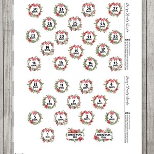 Printable CHRISTMAS COUNTDOWN Planner Stickers, Christmas Scrapbook ...