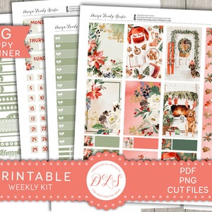 Christmas Planner Stickers, Holiday Planner Stickers, Printable Planner Stickers, Big Happy Planner Stickers, Weekly Stickers Kit, BW181