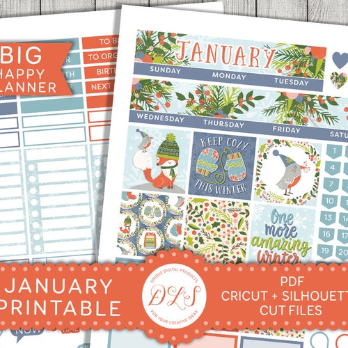 Printable January Monthly Planner Stickers Happy Planner - Etsy