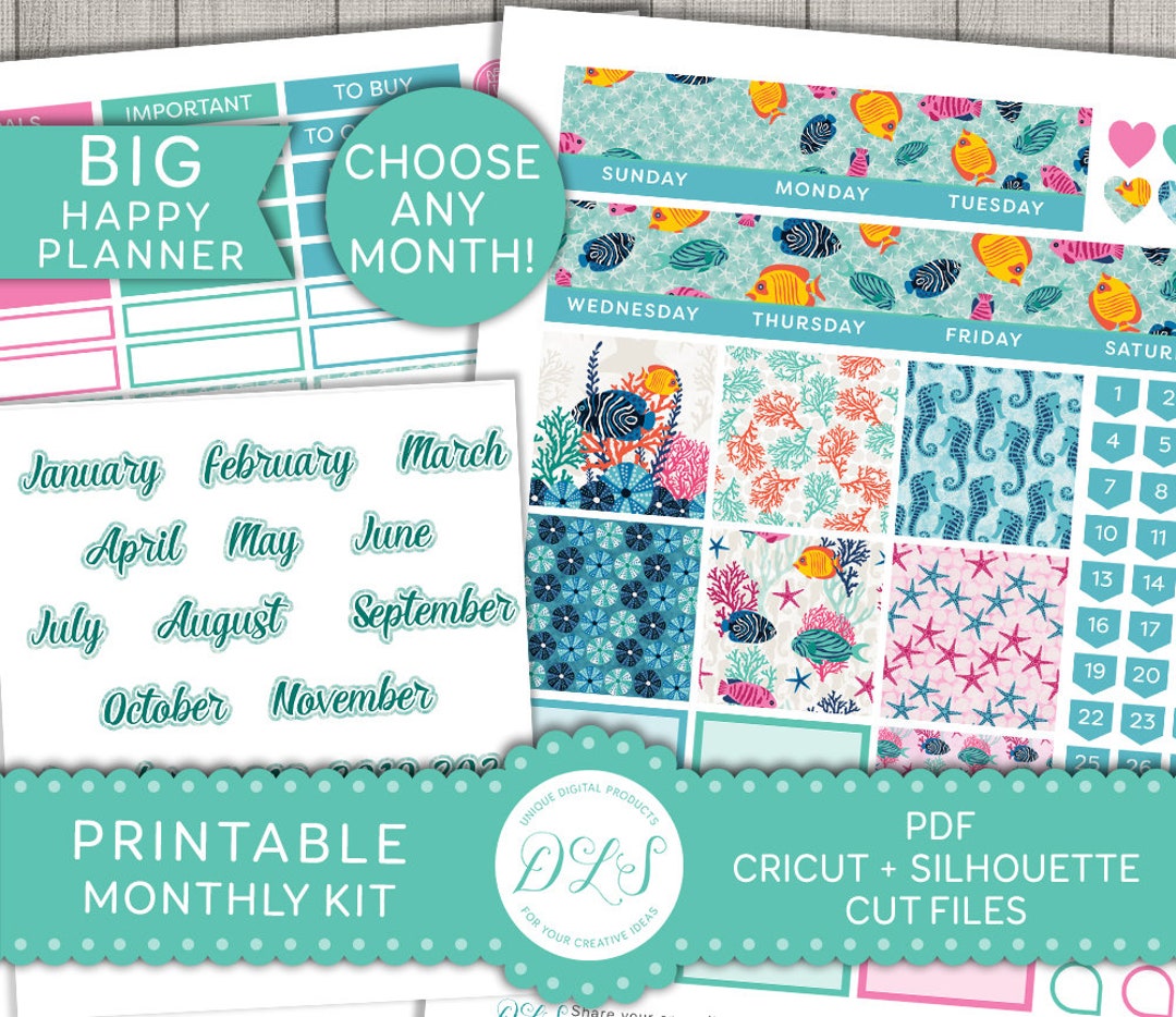 Monthly Planner Stickers, Big Happy Planner Monthly Stickers Kit, Happy
