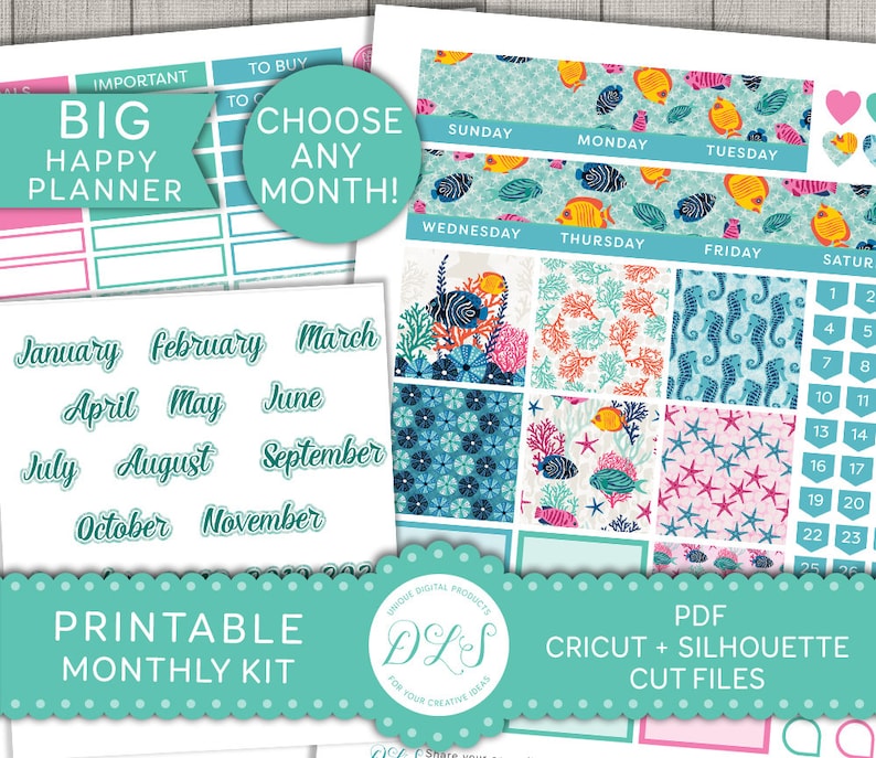 Monthly Planner Stickers, Big Happy Planner Monthly Stickers Kit, Happy ...