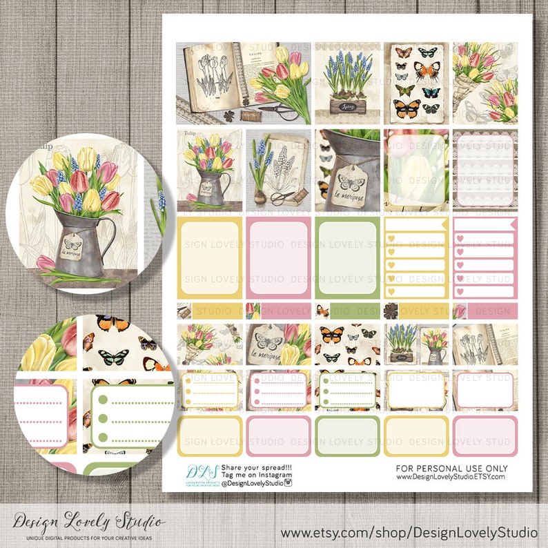 printable-spring-planner-stickers-spring-floral-stickers-kit-etsy