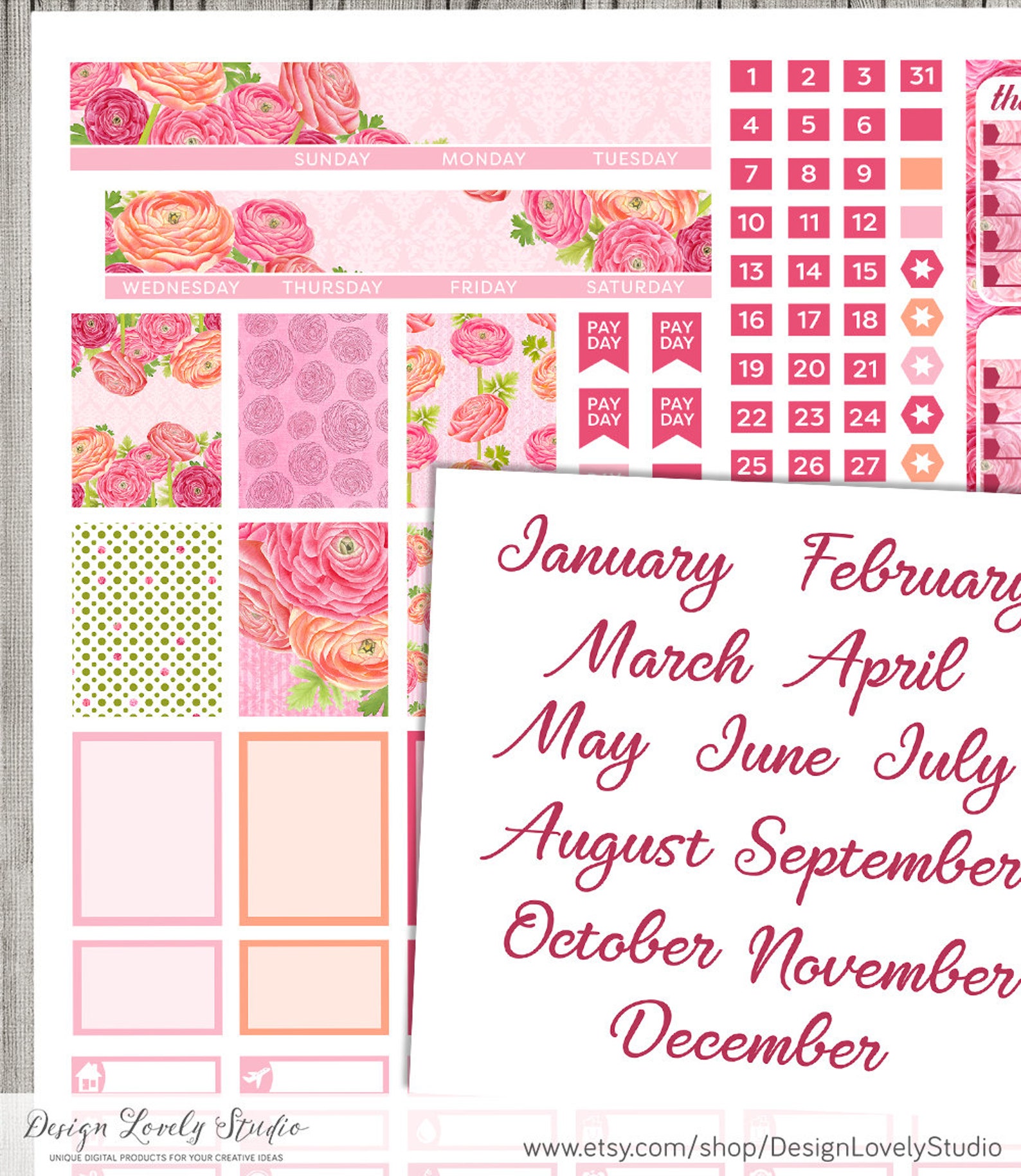 Mini Happy Planner Monthly Stickers Kit, Printable Monthly Planner ...