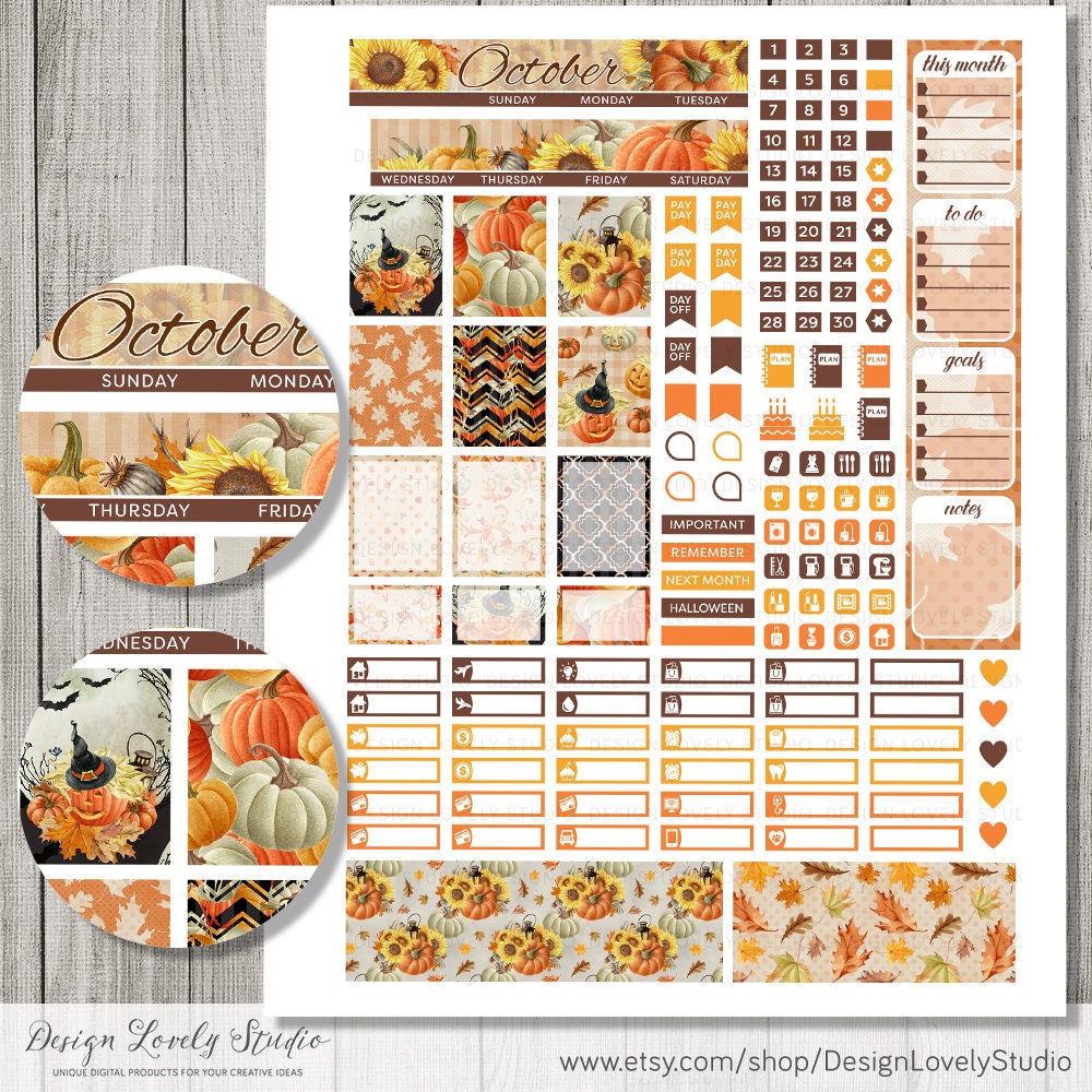 October Mini Happy Planner October Monthly Stickers Kit - Etsy