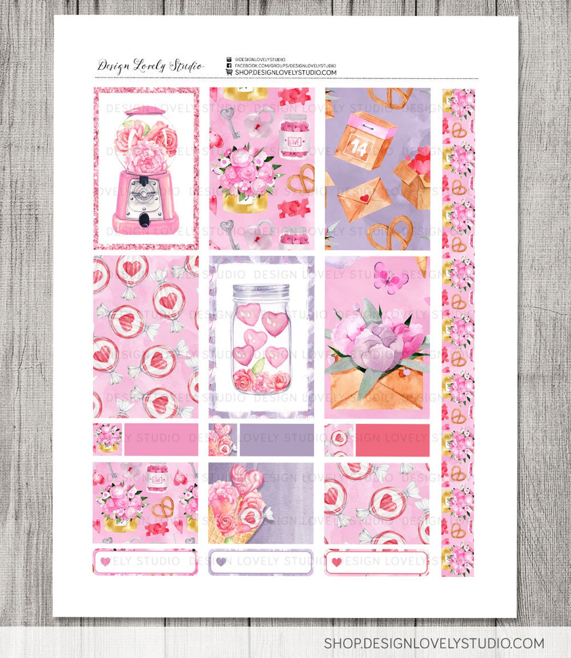 Printable VALENTINES Day Planner Stickers Big Happy Planner | Etsy