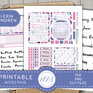 Printable NOTES PAGE Stickers, Monthly Notes Page, ECLP Dashboard Stickers, June Notes Page, July Notes Page, Gems Notes Page, ECN165