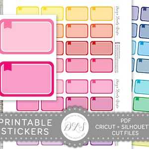 Printable Half Box Planner Stickers, Multicolor Half Box Planner ...