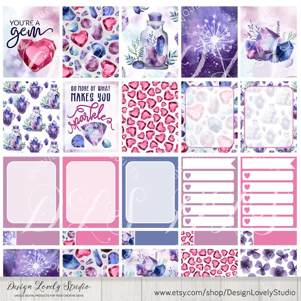 Printable Weekly Planner Kit Crystal Planner Stickers ECLP - Etsy