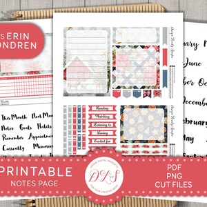 Afdrukbare DECEMBER notities pagina stickers, december planner kit, winter planner stickers, erin Condren notities pagina, digitale stickers, ECN193