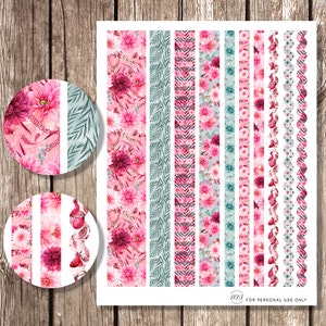 Printable Stickers Kit Fits ECLP HORIZONTAL Weekly Kit Romantic Flowers ...