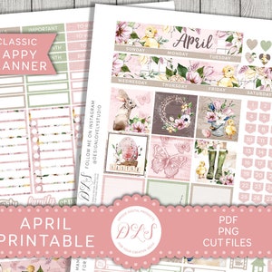 April druckbare Happy Planner Sticker, Ostern Planner Sticker, HP druckbare Monatssticker, April Monthly Kit, HPMV184