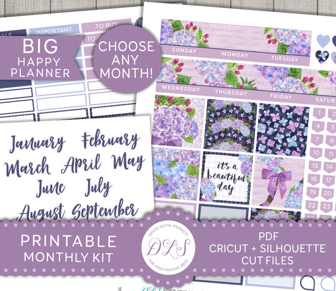 Big Happy Planner Printable Stickers, Floral Planner Stickers Printable ...