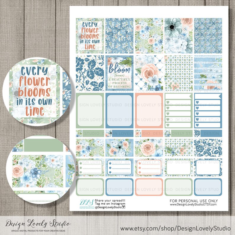 Printable FLORAL Planner Stickers, Printable Weekly Stickers Kit, Fits ...