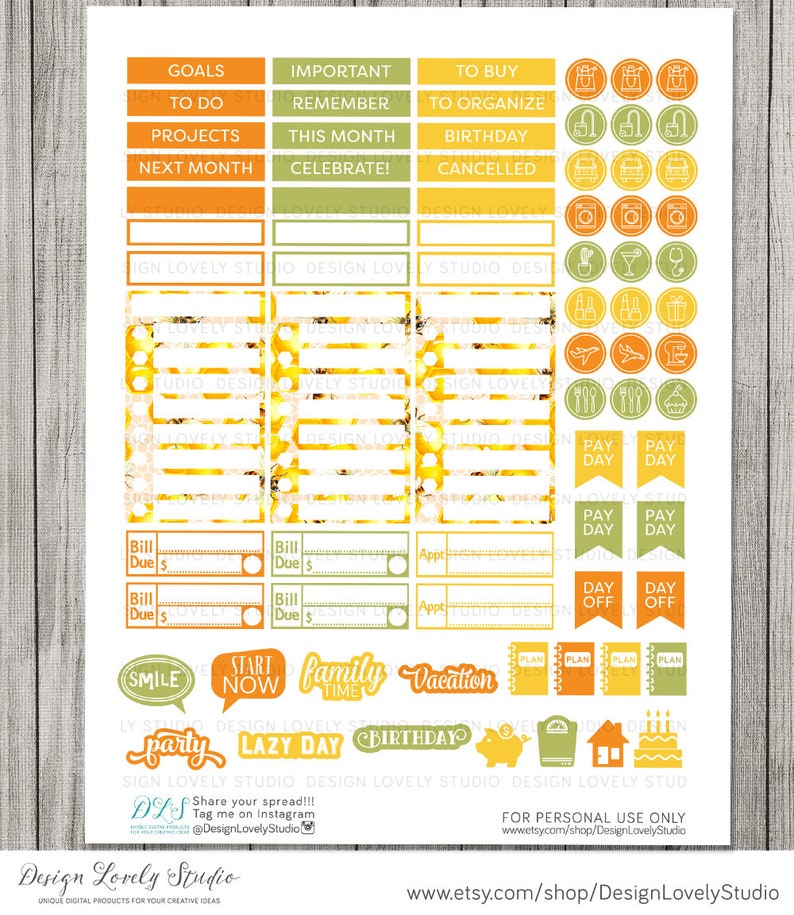 Big Happy Planner PRINTABLE Monthly Stickers Kit, Big Happy Planner ...