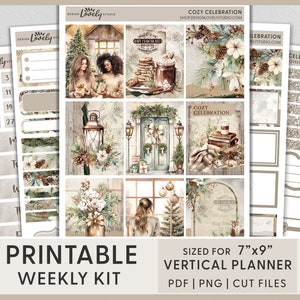 Kerstplannerstickers, winterplannerstickers, afdrukbare plannerstickers, december wekelijkse stickerkit, erin Condren stickers, VS247