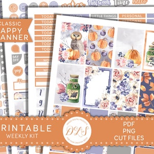 Halloween Planner Stickers, Printable FALL Planner Stickers, Happy Planner Stickers Kit, Autumn Stickers, October Planner Stickers, HP201
