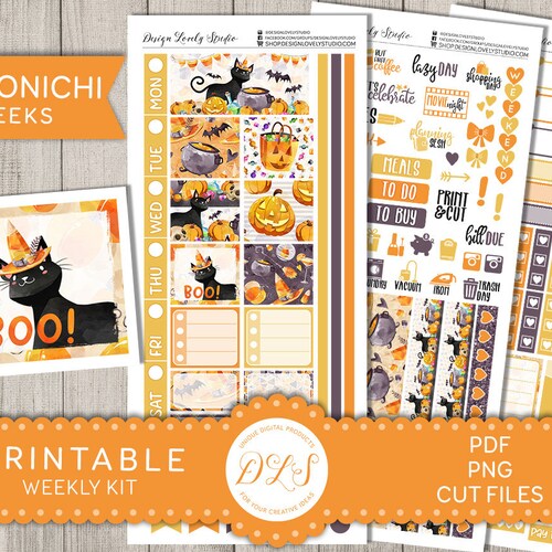 FALL Planner Stickers Printable HOBONICHI Weeks Stickers Kit - Etsy