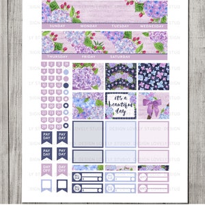 Printable Monthly Planner Stickers Kit, Purple Floral Planner Stickers ...
