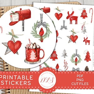 Printable CHRISTMAS Planner Stickers, Christmas Scrapbook Stickers, Winter Planner Stickers, Bujo Printable Stickers, Cut Files, DS177