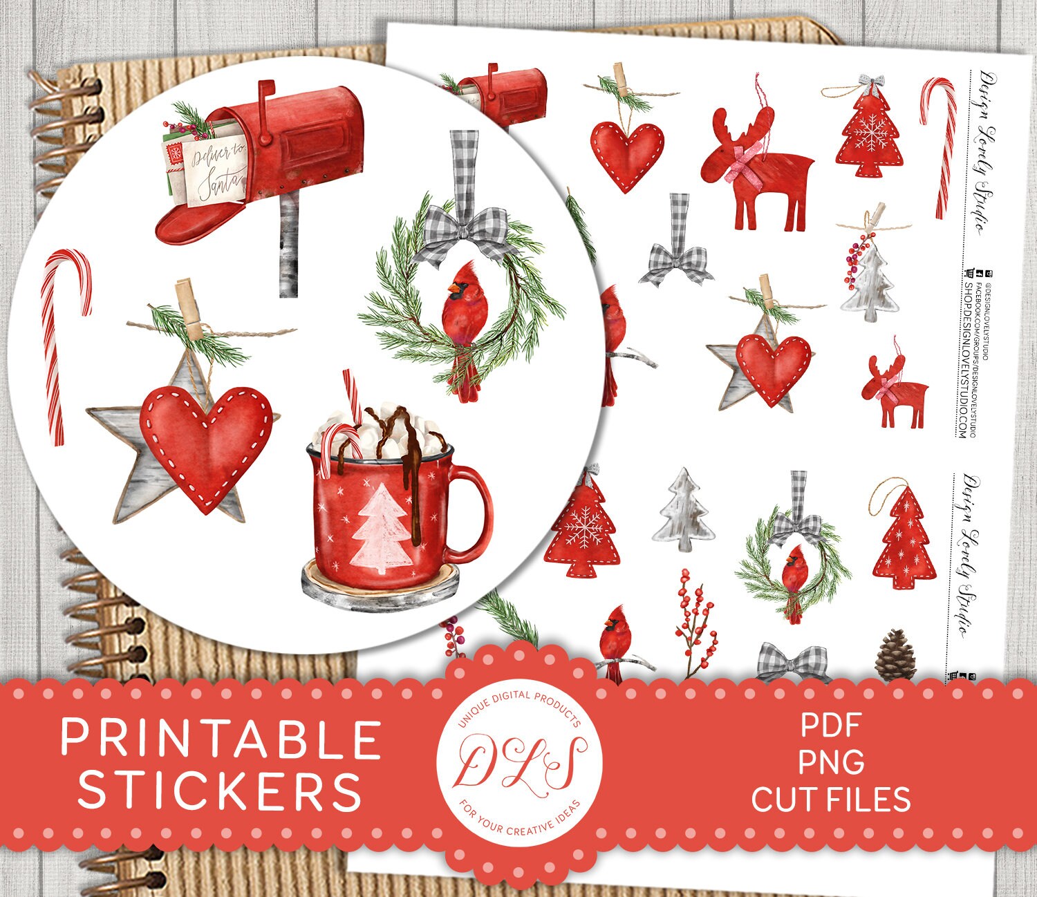 Printable CHRISTMAS Planner Stickers, Christmas Scrapbook Stickers ...