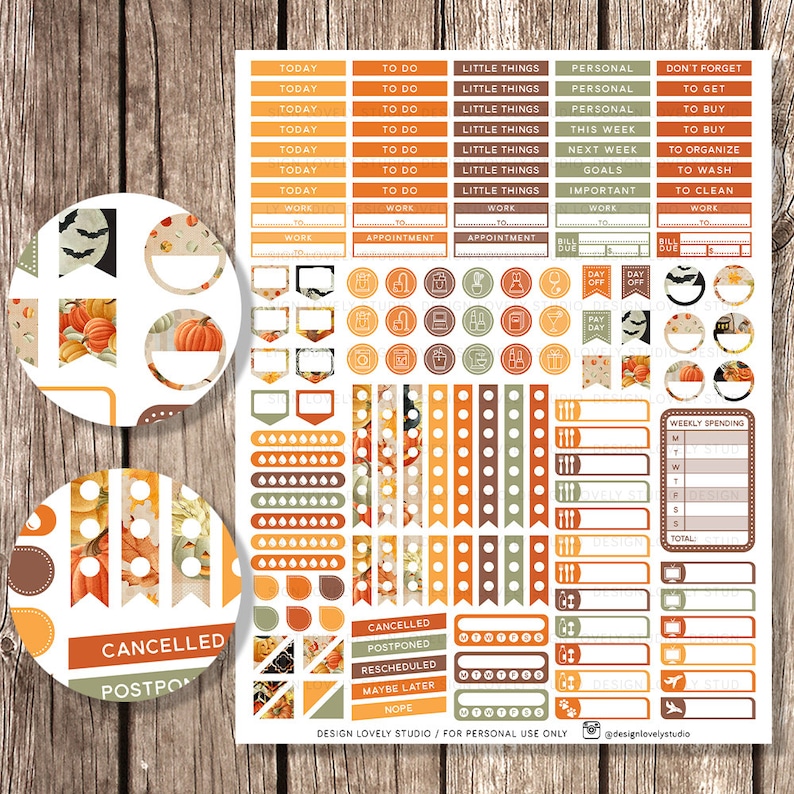Happy Planner Halloween Stickers, Printable Halloween Planner Stickers ...