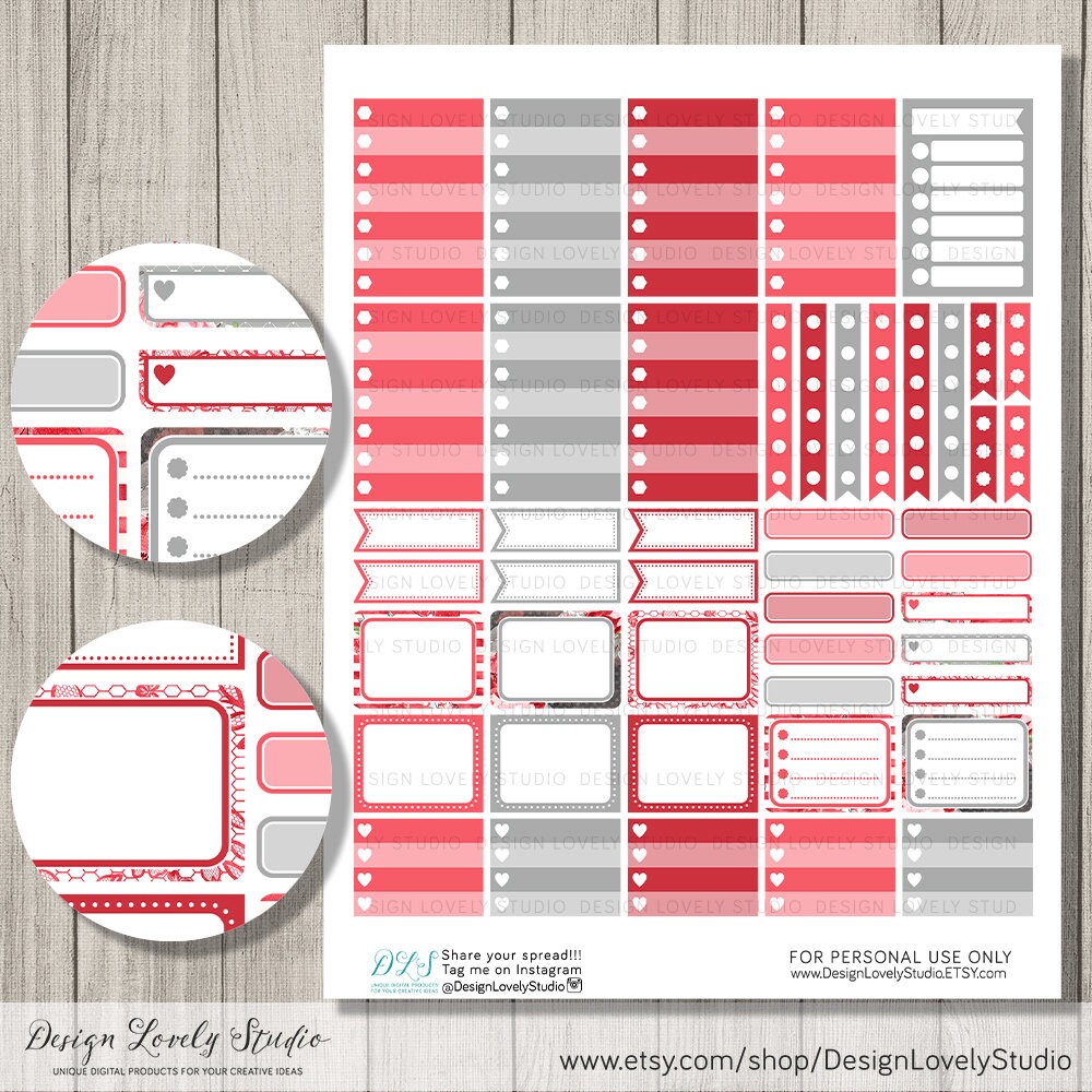 Happy Planner Valentine's Day Stickers Printable - Etsy
