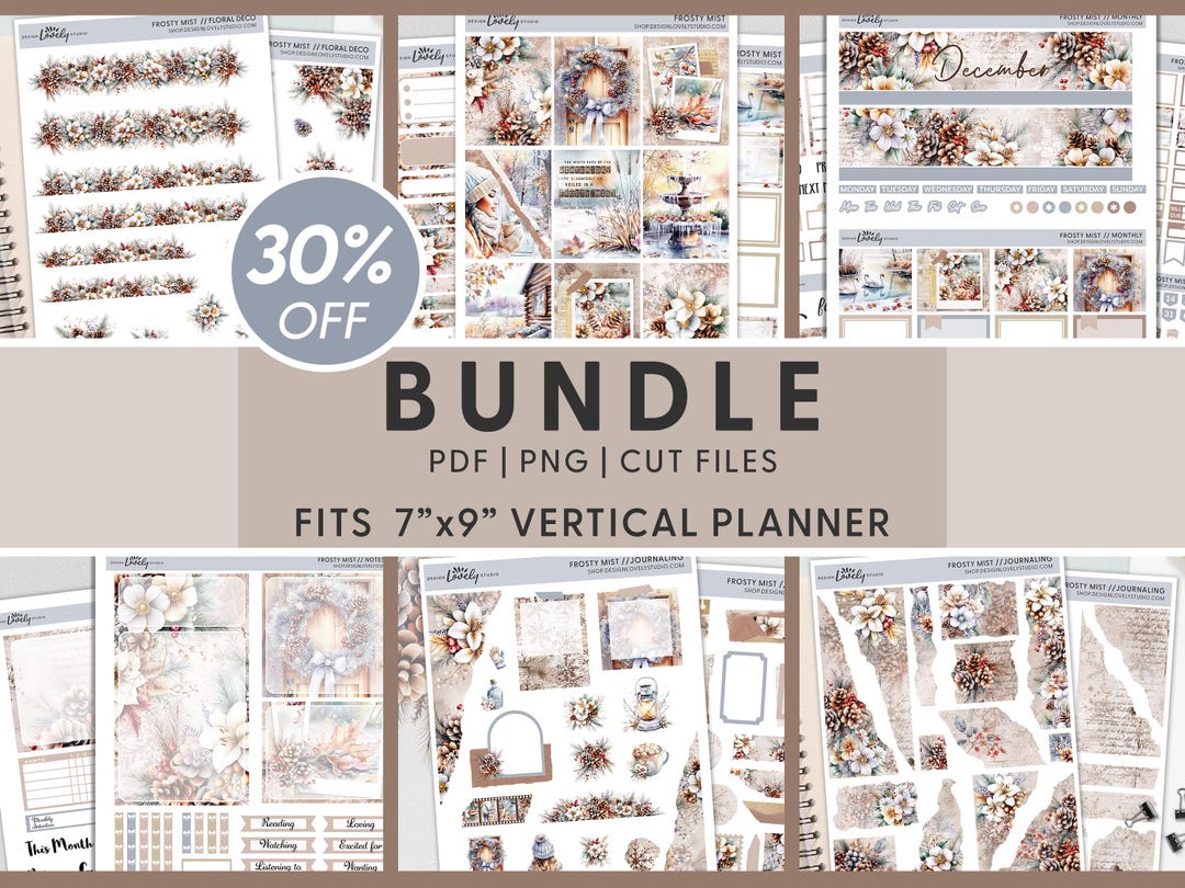 Printable Christmas & Winter Planner Stickers Bundle, December Monthly ...