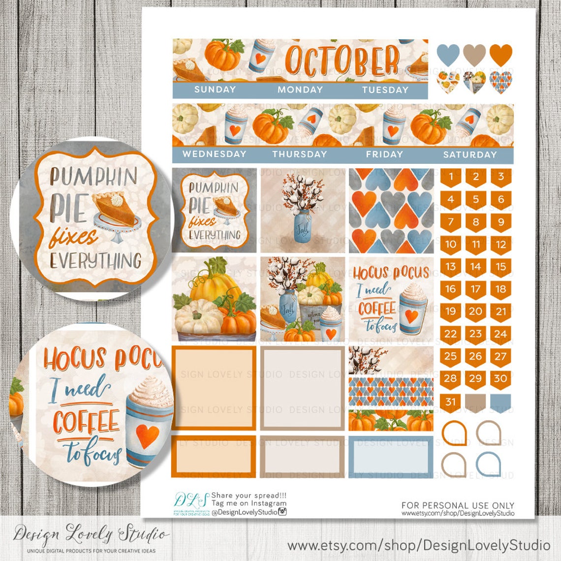 October Big Happy Planner Stickers, Big Happy Planner Printable ...