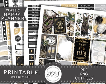 NEW YEAR Planner Stickers Kit, Happy Planner New Year's Planner Stickers, New Year's Eve Party Planner Stickers, January Stickers Kit, HP156