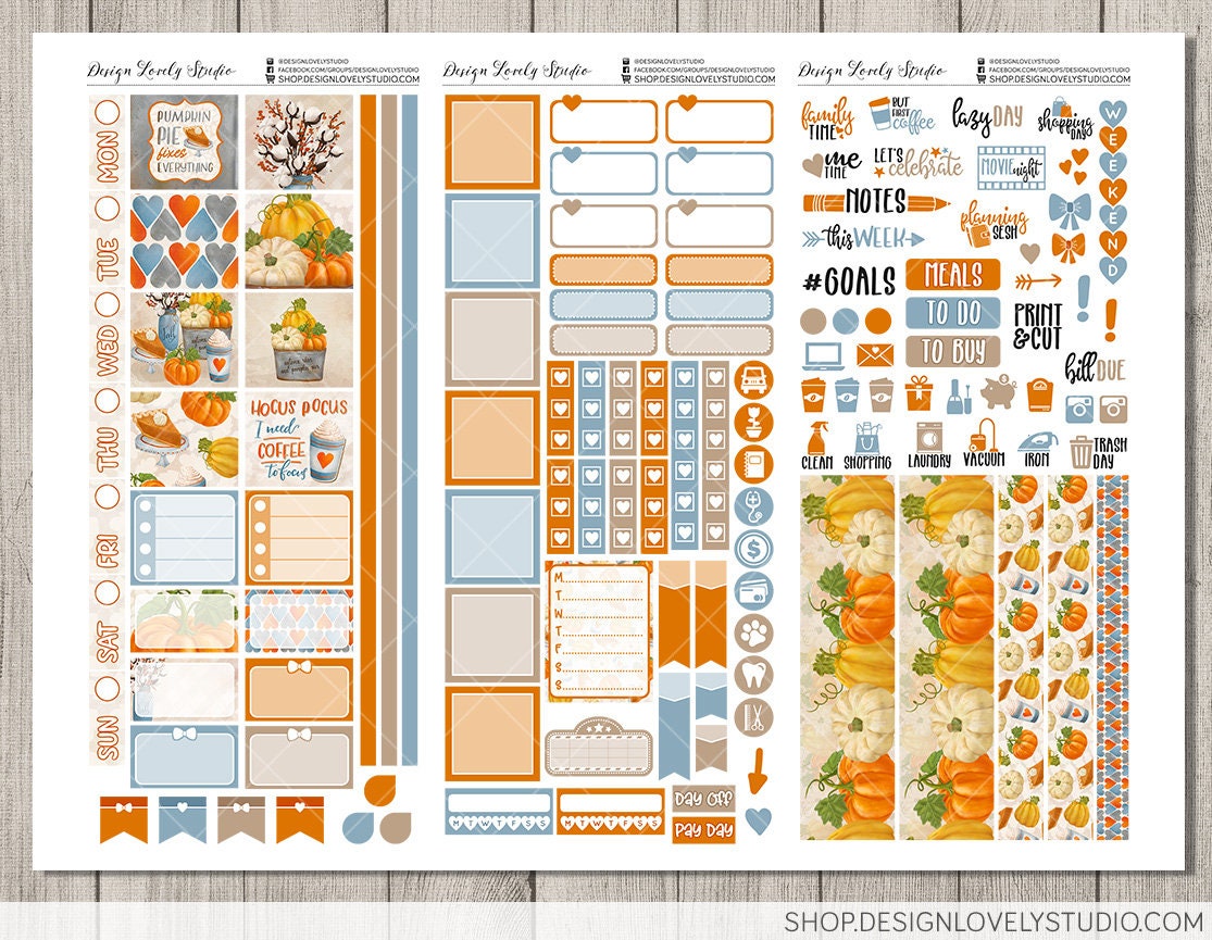 Printable HALLOWEEN Planner Stickers, HOBONICHI Weeks Stickers Kit ...