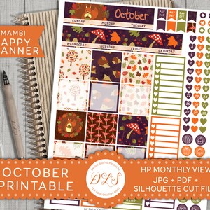 OTTOBRE Mottaran mensile Kit Planner felice autunno adesivi foglie fungo scoiattolo diffuso HPMV106 stampabile Mottaran