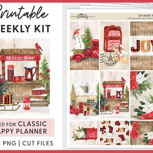 Kerstplannerstickers, Happy Planner afdrukbare stickers, Winterplannerstickers, wekelijkse stickerkit, december wekelijkse kit, HP220