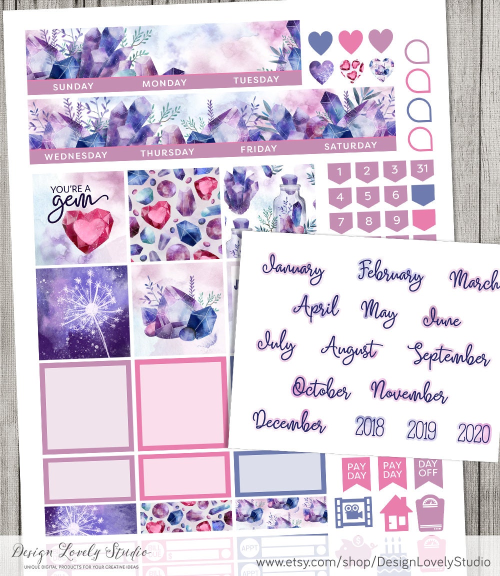 Classic Happy Planner Printable Stickers, Monthly Planner Stickers Kit ...