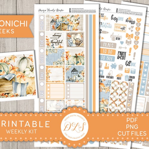 FALL Planner Stickers Printable HOBONICHI Weeks Stickers Kit - Etsy