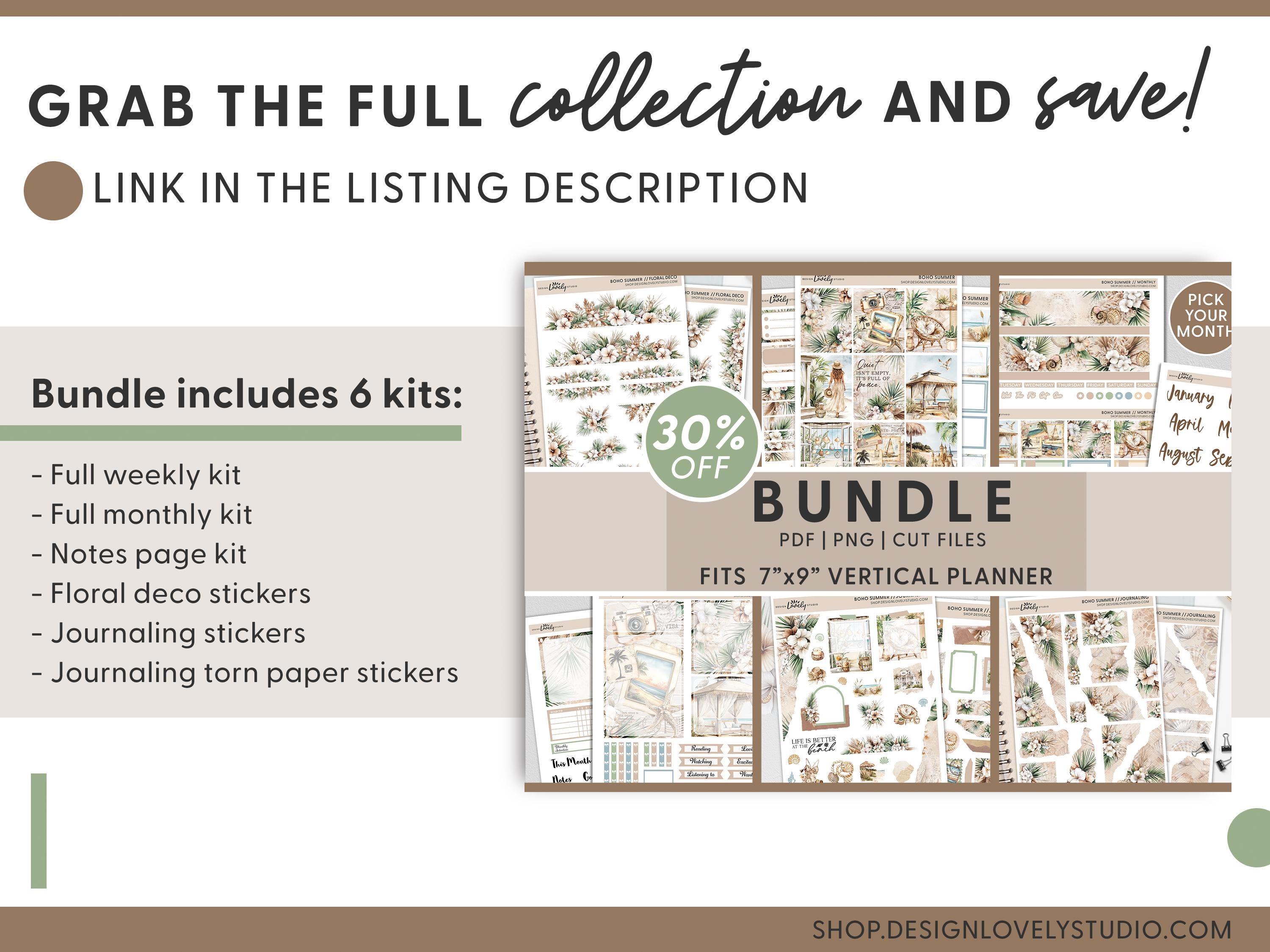 Boho Summer Monthly Kit – Printable Planner Stickers for Erin Condren ...