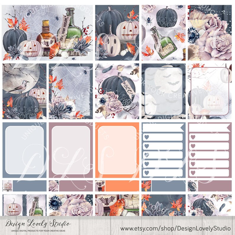 Printable Halloween Planner Stickers, Fall Planner Stickers Kit ...