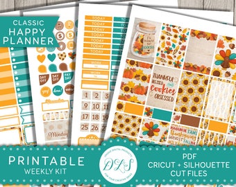 Thanksgiving Happy Planner Stickers Kit, Thanksgiving Printable Planner Stickers, Happy Planner Thanksgiving Weekly Kit, Cut Files, HP134