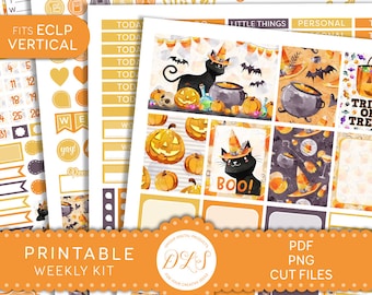 Printable HALLOWEEN Planner Stickers Kit, Fall Planner Stickers, Weekly Planner Stickers, fits Erin Condren Vertical Planner, VS175