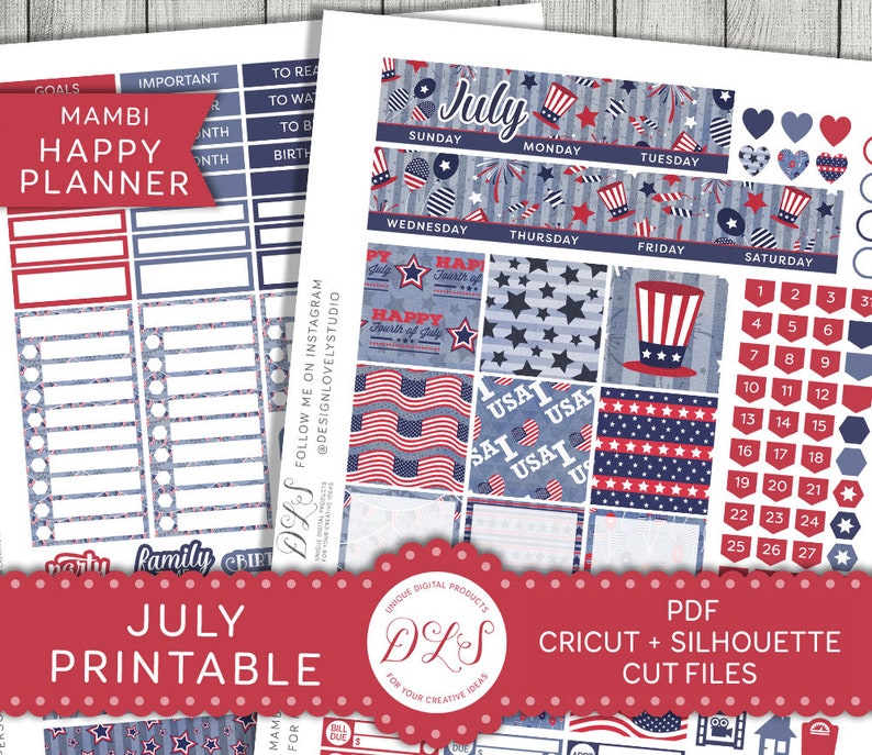 July Monthly Planner Kit July Happy Planner Stickers July - Etsy