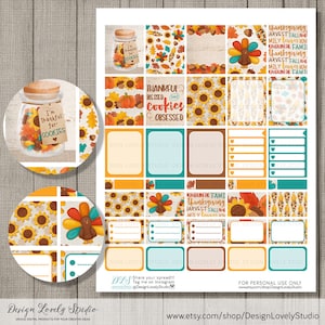 Thanksgiving Planner Stickers, ECLP Thanksgiving Weekly Kit ...