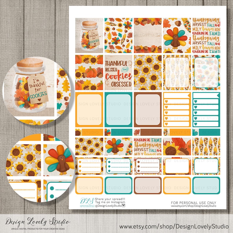 Thanksgiving Planner Stickers ECLP Thanksgiving Weekly Kit Etsy