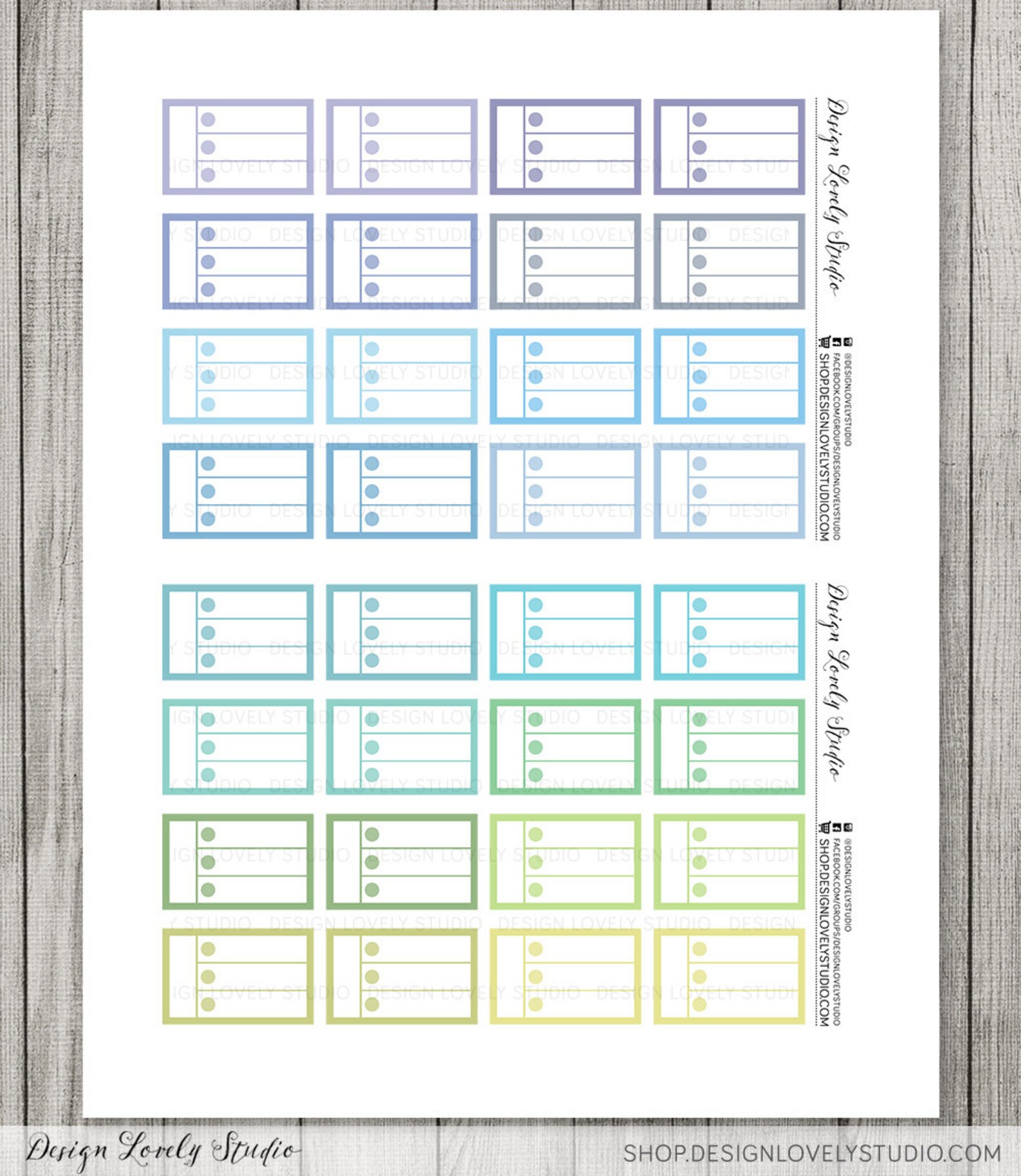 Printable Half Box Stickers, Printable Checklist Stickers, Half Box ...
