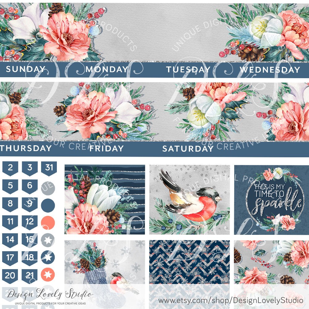 Printable Monthly Planner Stickers Printable Winter Planner - Etsy